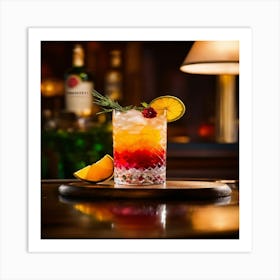 Cocktail On A Wooden Table Art Print