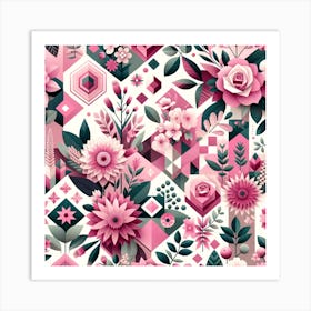 Pink Floral Pattern Art Print