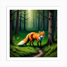 Fox In The Forest 68 Art Print