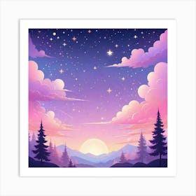 Sky With Twinkling Stars In Pastel Colors Square Composition 200 Art Print