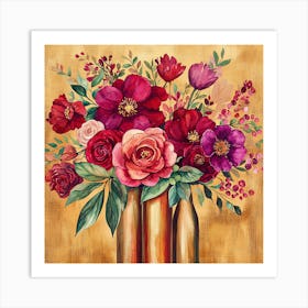 Raspberry Red Magenta Gold 1 Art Print