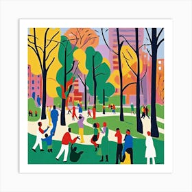 Urban Park Scene in Style of Matisse Art Print