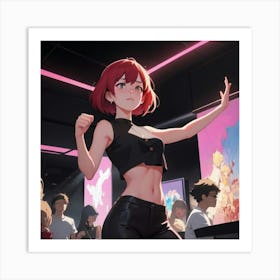 Anime girl dancing in the club 3 Art Print