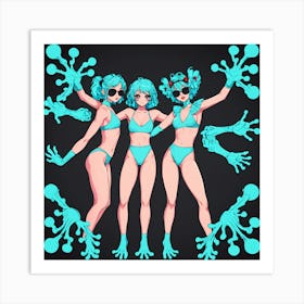 Three Girls In Bikinis 11 Art Print