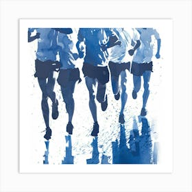 Runners In Blue Art Print