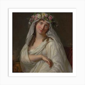 Young Woman In A White Dress Art Print