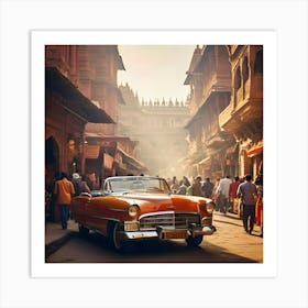 Street Scene In Rajasthan Art Print