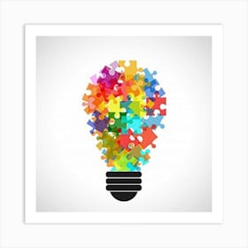 Puzzle Light Bulb Art Print