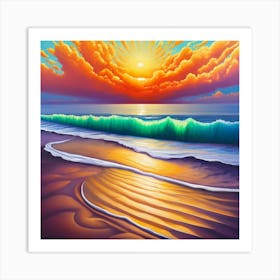 Sunset On The Beach Art Print