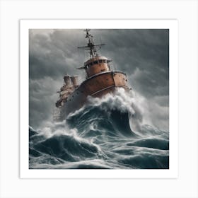 Ship Is In The Middle Of The Sea Art Print