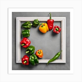 Peppers In A Frame 1 Art Print