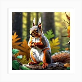 Squirrel In The Forest 360 Art Print