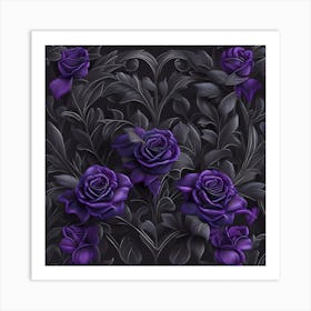 Dark Purple Roses - Gothic inspired Art Print