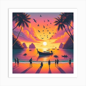 Sunset At The Beach Art Print