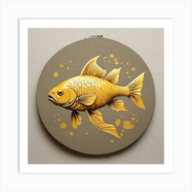 Fish Print Yellow Mustard Art Print 1 Art Print