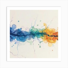 Watercolor - Rainbow Line Art Print