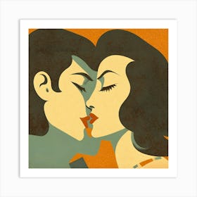 Kissing Couple Art Print