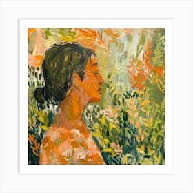 Woman In Orange Art Print