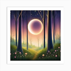 Moonlight In The Forest Art Print