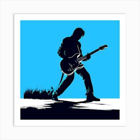 Silhouette Of A Man Playing Guitar 1 Art Print