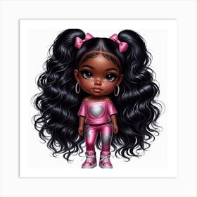 Black Girl With Long Hair 1 Art Print