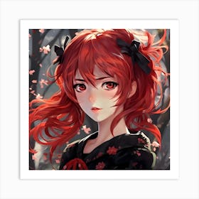 Anime Girl With Red Hair Art Print