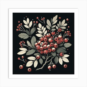 Scandinavian Art, Hawthorn berries 1 Art Print