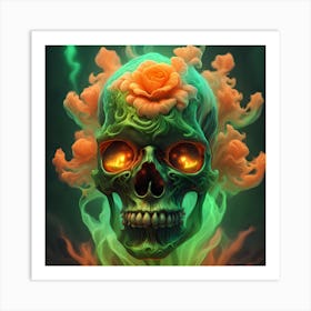 Skull With Roses Art Print