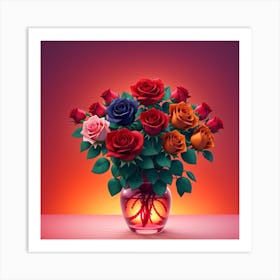 3d Animation Style Roses With Their Delicate Petals And Intoxi 1 Art Print