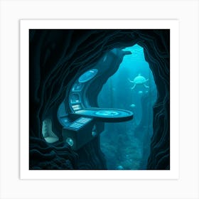 Futuristic Underwater Research Station Art Print