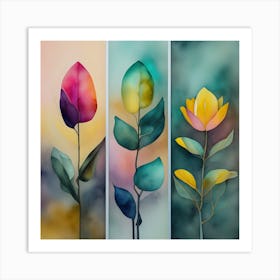 Three Tulip Flowers Art Print