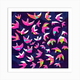 Birds Blue Square Art Print