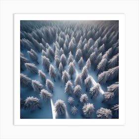 Aerial View Of Snowy Forest 4 Art Print