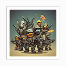 Group Of Soldiers With Guns 1 Art Print