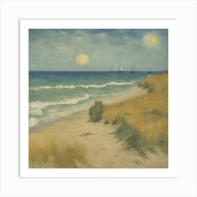 Moonlight On The Beach Art Print