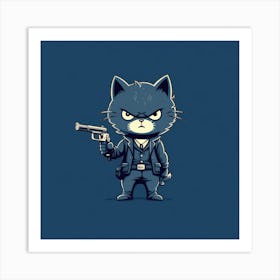 Cat With Gun 2 Art Print