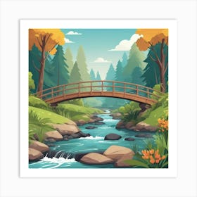 Bridge In The Forest Art Print