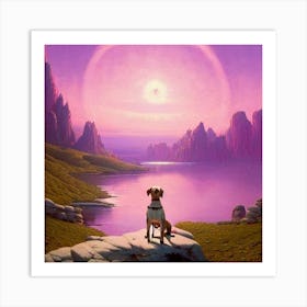 Dog On A Rock Art Print