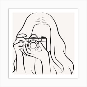 Portrait Of A Woman With A Camera Art Print