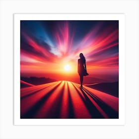 Woman Walking In The Desert Art Print