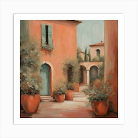 Italian Courtyard Garden Earthy Tones Art Print