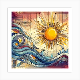 Abstract Sun With Waves Art Print