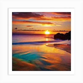 Sunset On The Beach 120 Art Print