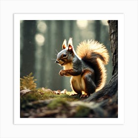 Squirrel In The Forest 218 Art Print