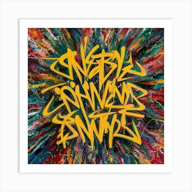 Graffiti-Style Text Abstract Background Elements Art Print Art Print