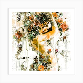 Lacey - Nude With Flowers Art Print