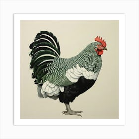 Ohara Koson Inspired Bird Painting Chicken 8 Square Art Print