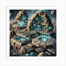 Hidden Strongholds Asteroids Scifi Art Print