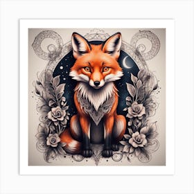 Fox In The Moonlight Art Print