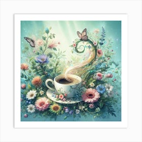 Coffee And Butterflies 1 Art Print